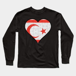 Turkish Cypriot Jigsaw Puzzle Heart Design - Gift for Turkish Cypriot With Northen Cyprus Roots Long Sleeve T-Shirt